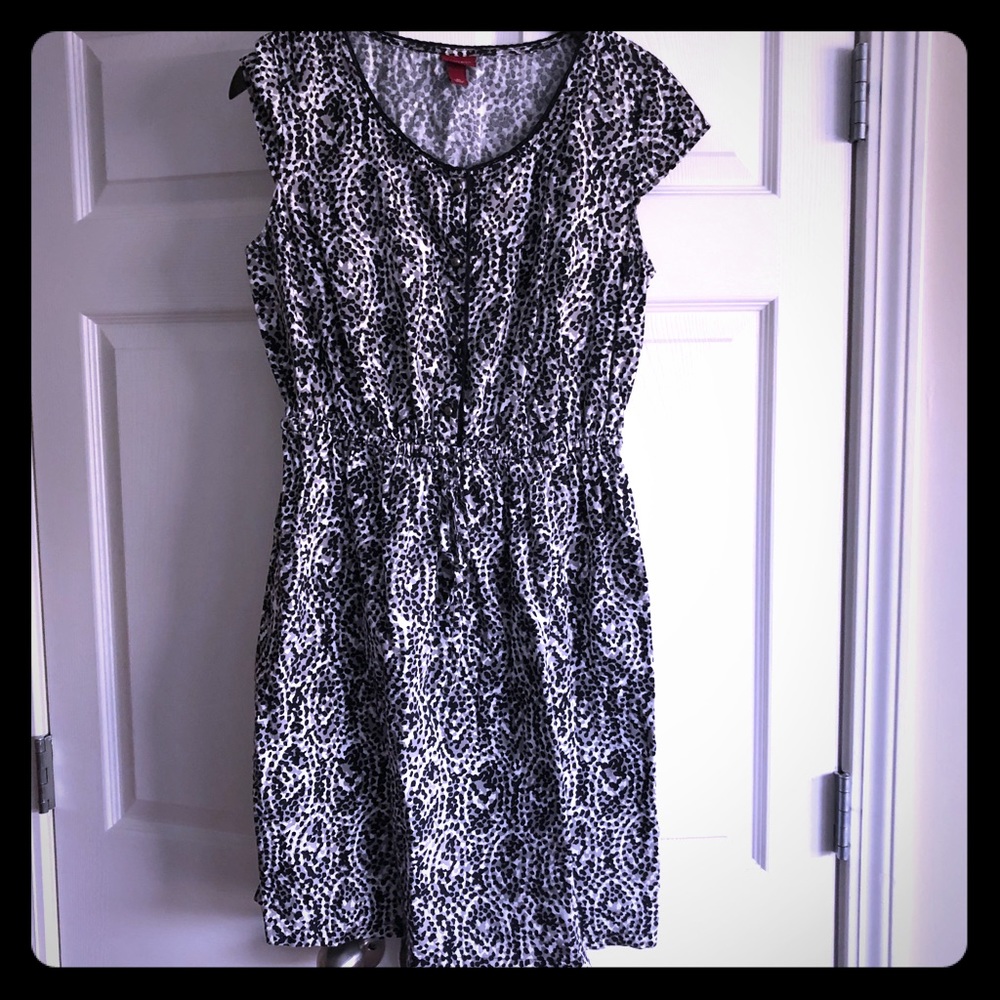 Merona Cotton Black, Gray and White Dotted Dress